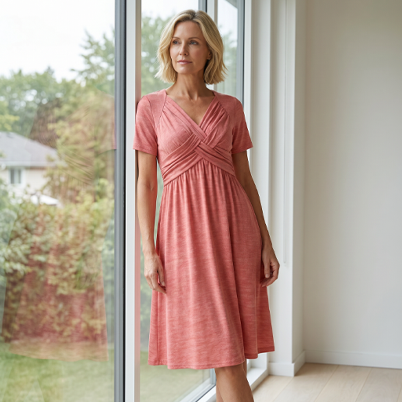 🍀Women’s V-Neck Short Sleeve Long Dresses