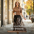 Women's Two-Piece Sweater & Leopard Flowy Skirt Set