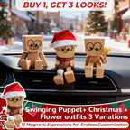 🔥Charming Little Swaying Wooden Figure & 12PCS Magnetic Expressions