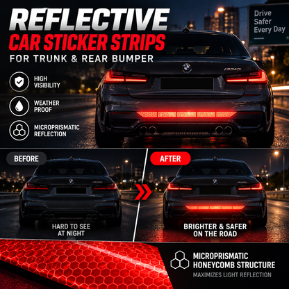 🚗 Reflective Car Sticker Strips for Trunk & Rear Bumper