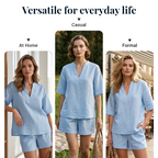 🍀Women's Casual V-Neck Two-Piece Short Set