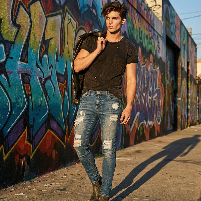 Men's Stylish Ripped Skinny Jeans
