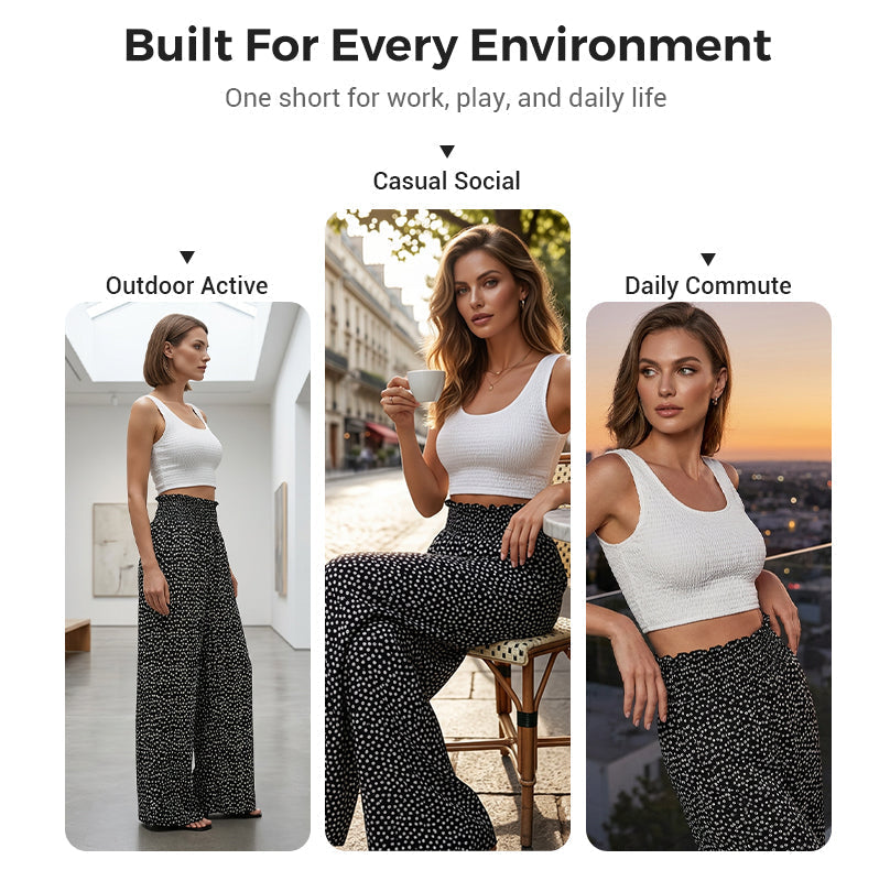 Women's Smocked High Waist Wide Leg Pants👖