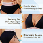 👙High Waisted Tummy Control Color Block Bikini Sets 2