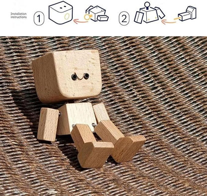 🔥Charming Little Swaying Wooden Figure & 12PCS Magnetic Expressions