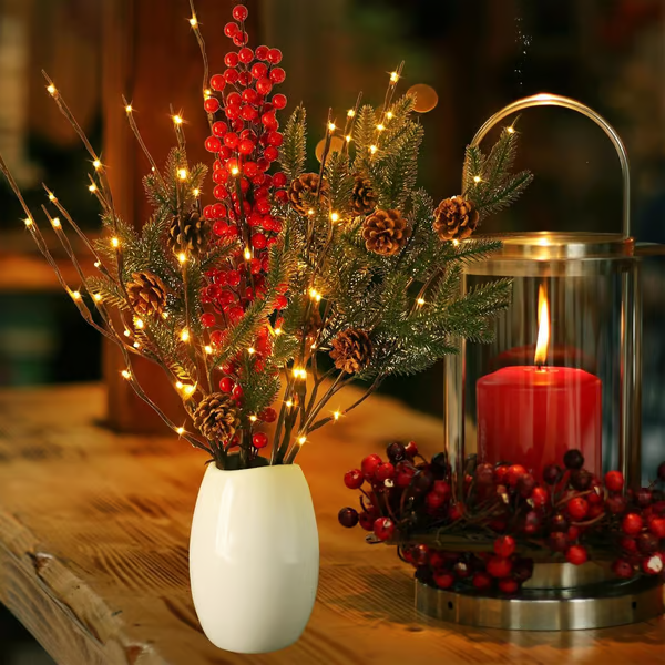 🎄 LED Willow Branch Lights Battery-Powered Twig Light