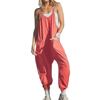 ❤️‍🔥Solid V-Neck Sling Pocket Jumpsuit
