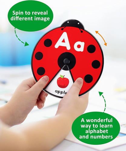🎁Early Learning Montessori Spinning Flash Cards – 🎨ABC 123 Alphabet & Number Toy for Kids (3–5 Years)
