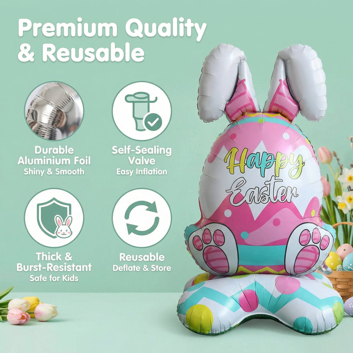 🎁Easter Early Bird Sale🐰Giant 3D Standing Bunny Balloon Self-Supporting Festive Cheer