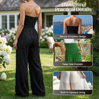 Strapless Crinkle Wide-Leg Jumpsuit