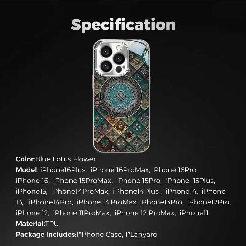 Colorful Lotus Flower Totem Case Kit for iPhone - Get a FREE Exquisite Diamond Bracelet!🔥