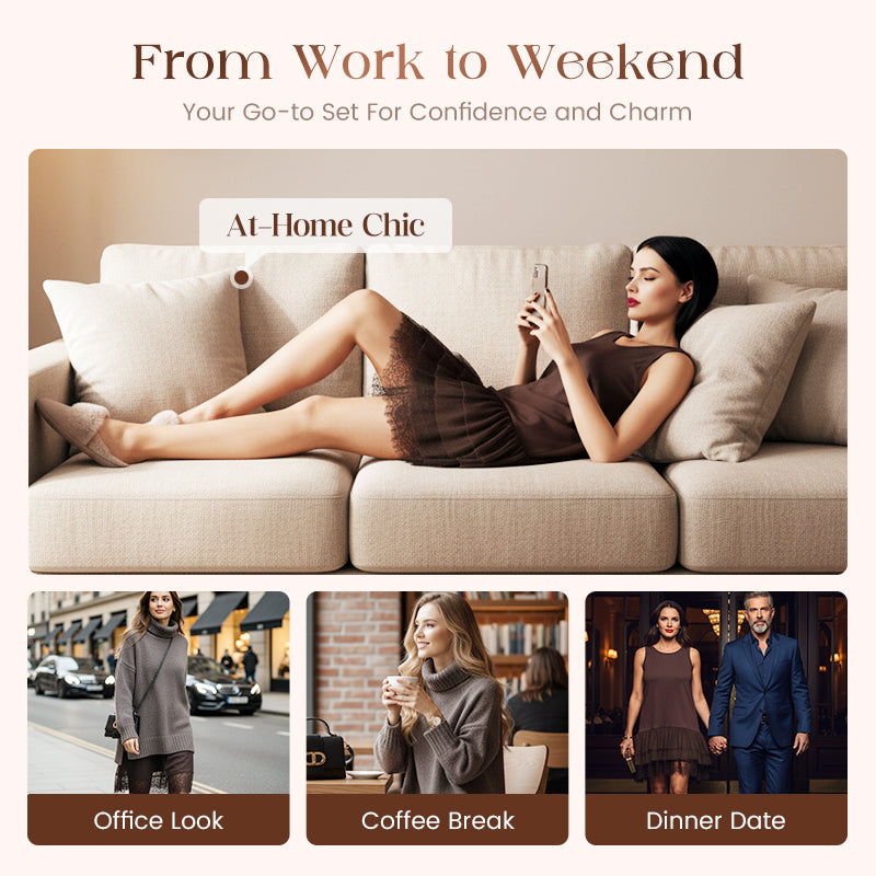 🔥Turtleneck Sweater Mini Dress Set