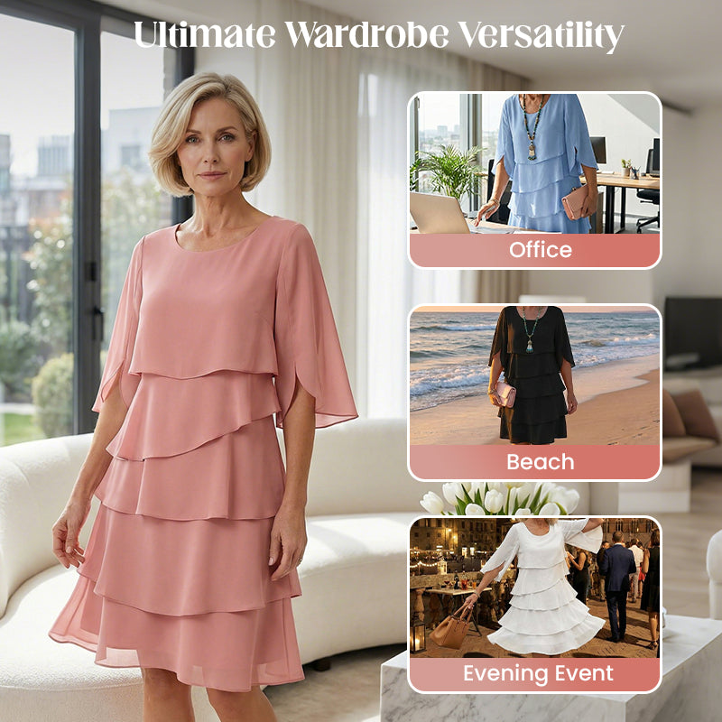🎁Women's Elegant Layered Ruffle Sleeve Dress – Effortless Style for Every Occasion💃