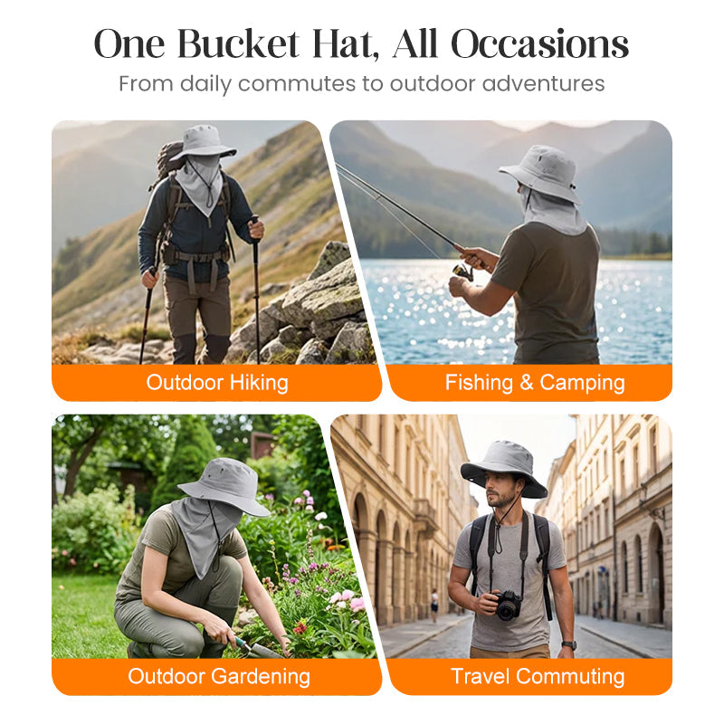 🎉 UV Protection Bucket Hat with Face Cover
