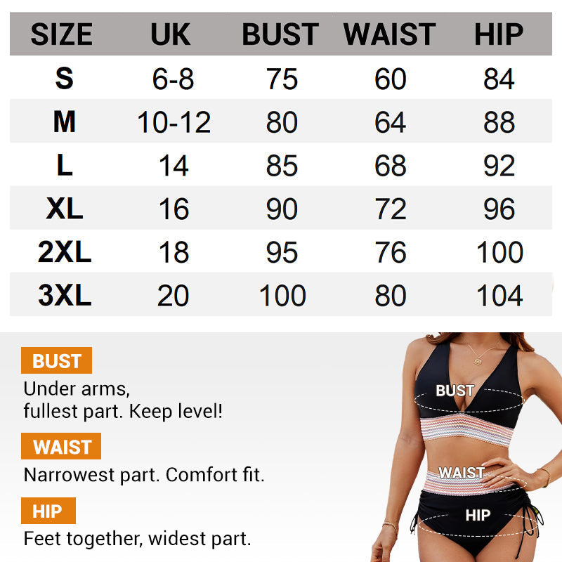 👙High Waisted Tummy Control Color Block Bikini Sets 2