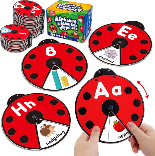 🎁Early Learning Montessori Spinning Flash Cards – 🎨ABC 123 Alphabet & Number Toy for Kids (3–5 Years)