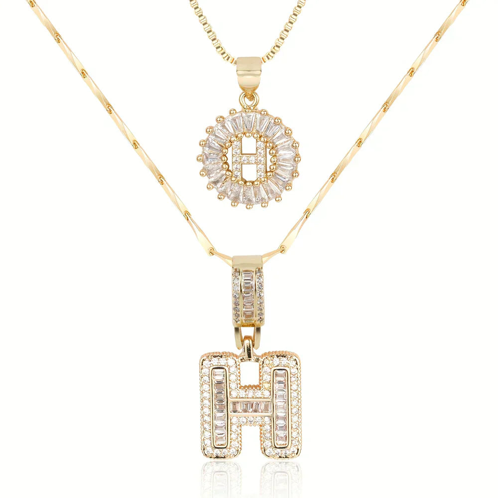💖2 Pack - Initial Letter Pendant Necklaces