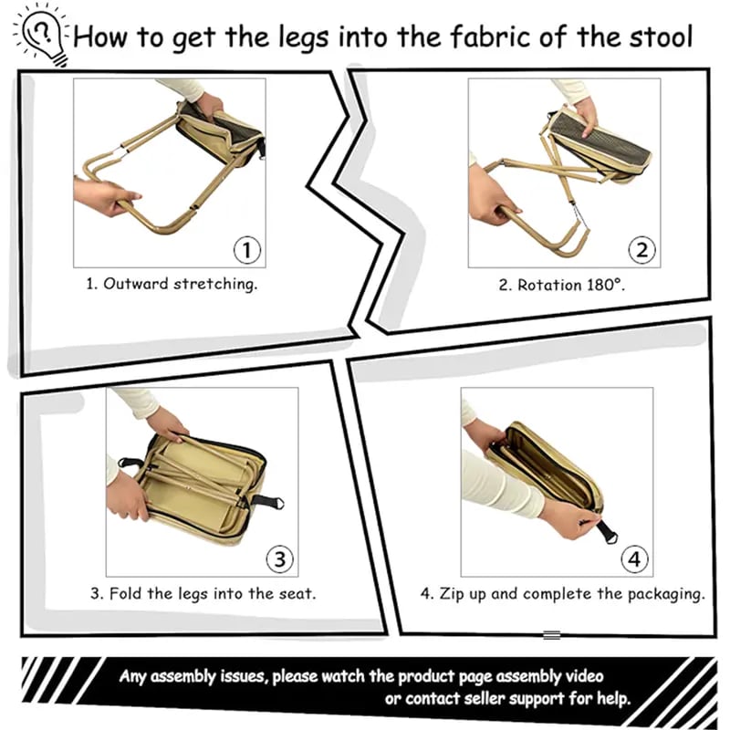 🪑Ultra-Light Folding Stool – Supports Up to 265 lbs