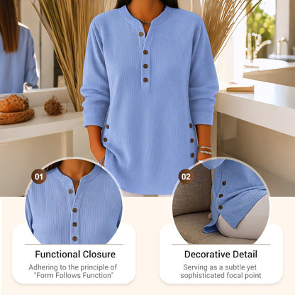 💃Women's Solid Color Crew Neck Long Sleeve Casual Loose Knit Pullover