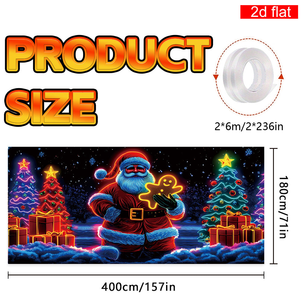 🎇🚪UV Activated Christmas Garage Door Cover Banner, Glows in Dark🔥🎉