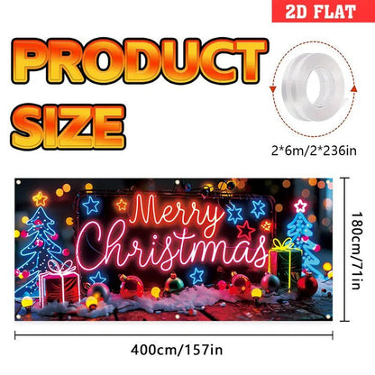 🎇🚪UV Activated Christmas Garage Door Cover Banner, Glows in Dark🔥🎉