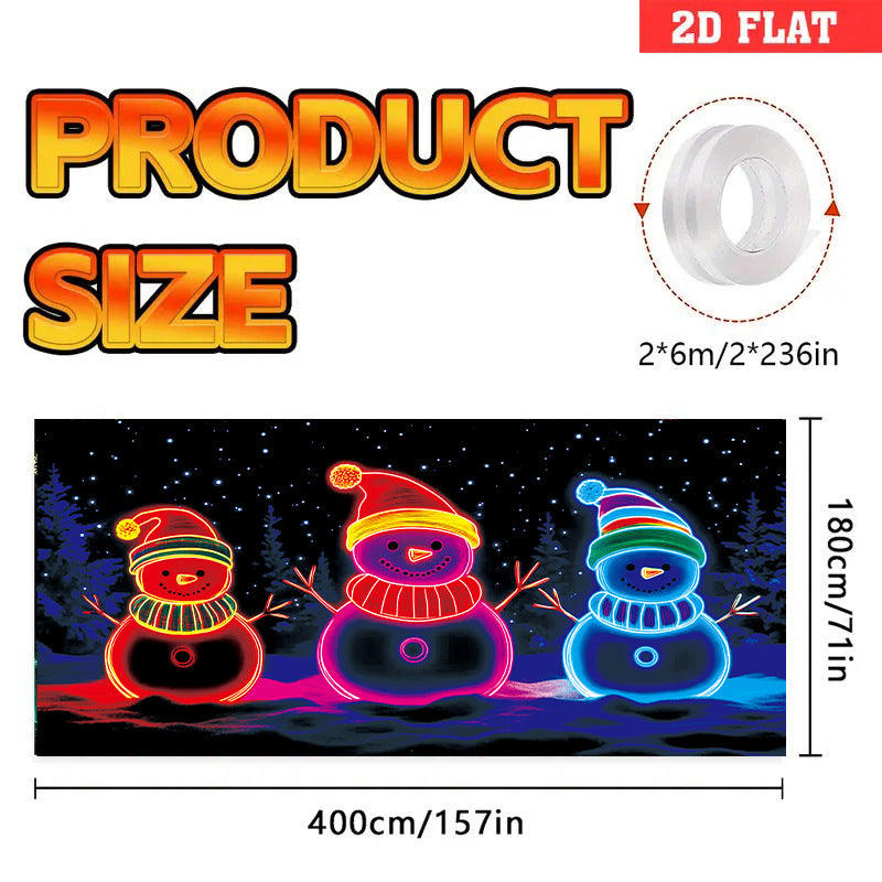 🎇🚪UV Activated Christmas Garage Door Cover Banner, Glows in Dark🔥🎉