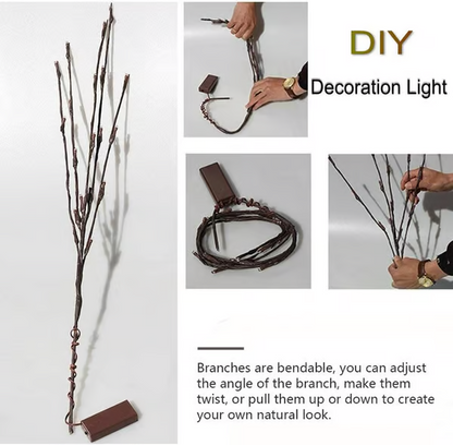 🎄 LED Willow Branch Lights Battery-Powered Twig Light