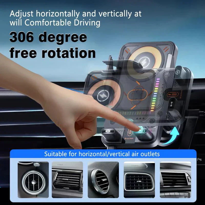 🚗📱 2-in-1 Car Phone Holder & Wireless Charger – 360° Rotation, Strong Grip & Fast Charging 🔋