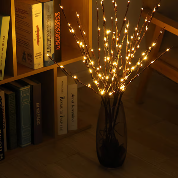 🎄 LED Willow Branch Lights Battery-Powered Twig Light