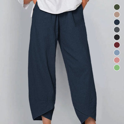 👖Vintage Asymmetrical Elastic Waist Pockets Pants – Unique Design, Comfortable Fit & Functional Style🌸
