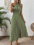 Women's Polka Dot Halter Neck Dress👗