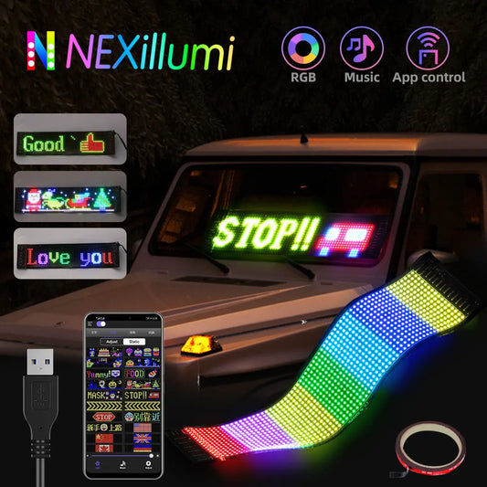 ✨ Oferta por tiempo limitado ✨Pantalla LED Bluetooth flexible para vehículos