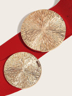 🎁Women's Vintage Gold Buckle High Elastic Belt