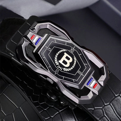 🐊Men‘s Crocodile-Pattern Belt – Automatic Buckle, Genuine Leather & Versatile 👔📦