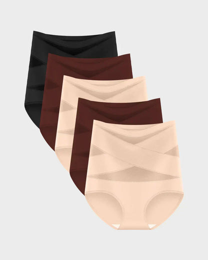 🌸Buy 1 Get 3 Packs✨Plus-Size High-Waist Cross Tummy Control Panties