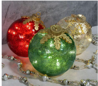 50,000+ Sales! 🎅 Best-Seller Shiny Glass Table Christmas Decorations | 3-Piece Set 🔔✨