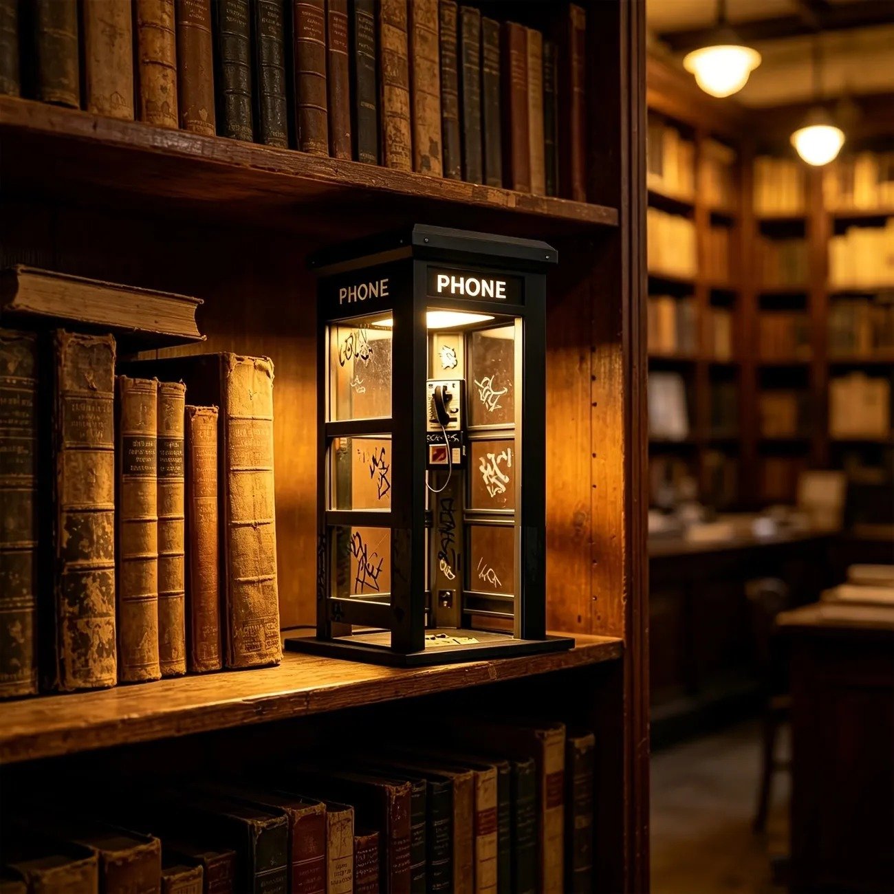 📞✨Vintage Phone Booth Ambient Lamp