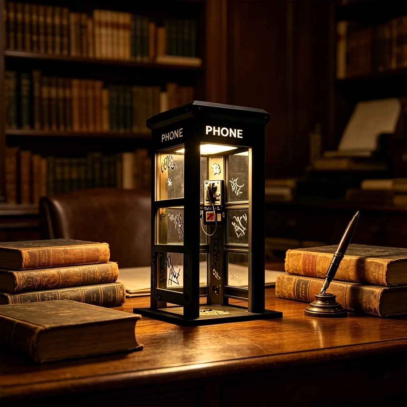📞✨Vintage Phone Booth Ambient Lamp
