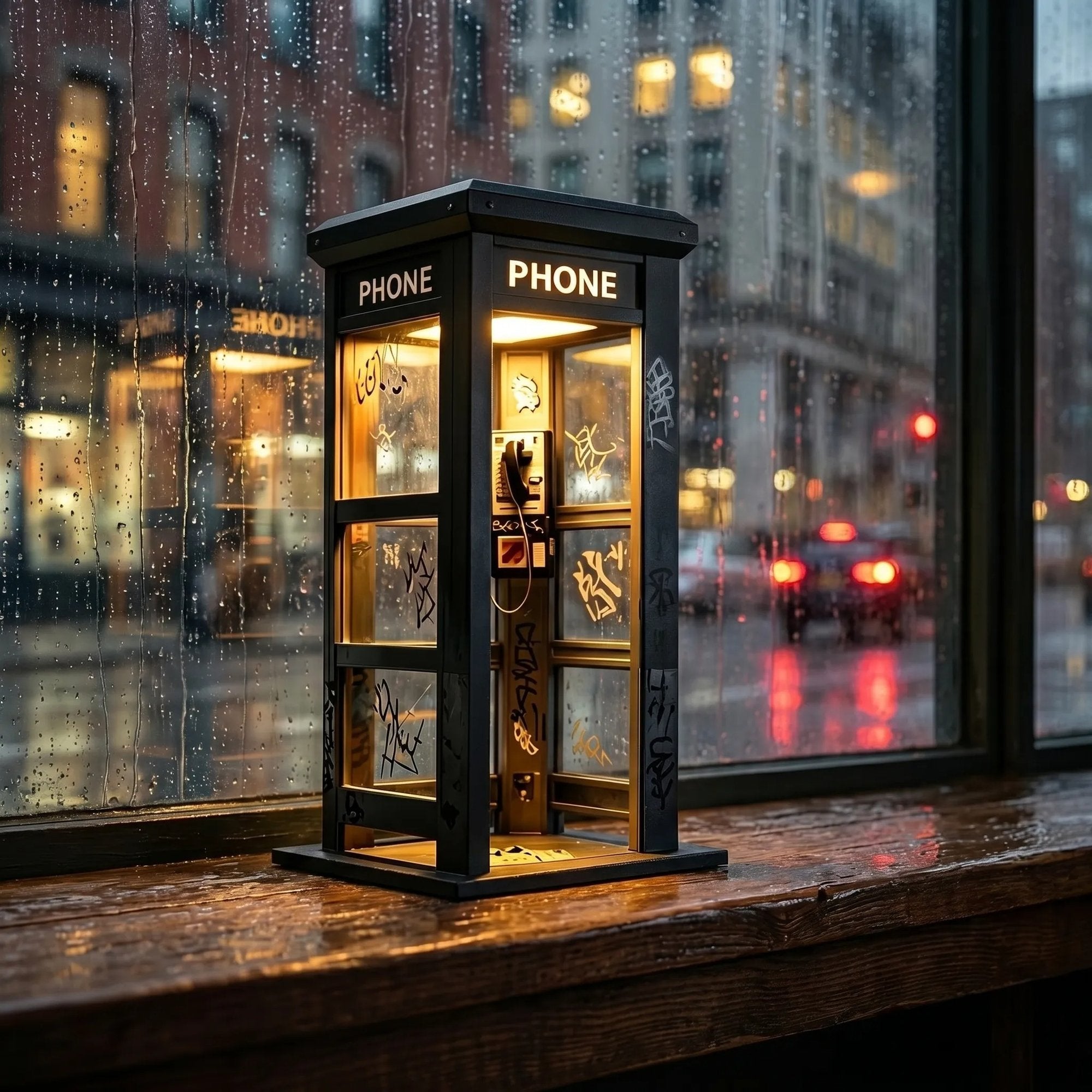 📞✨Vintage Phone Booth Ambient Lamp
