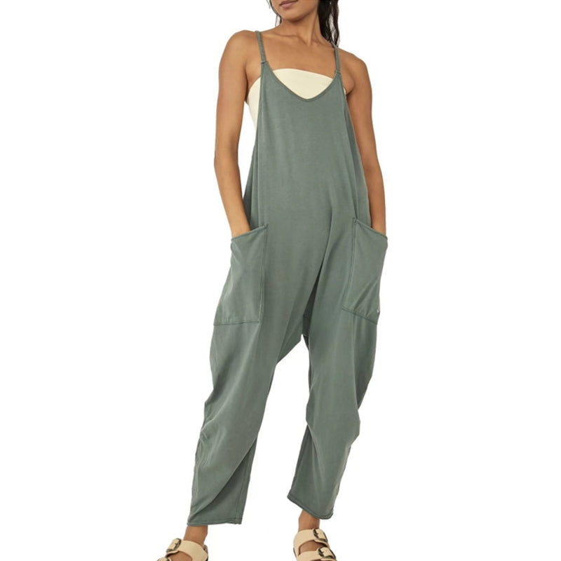 ❤️‍🔥Solid V-Neck Sling Pocket Jumpsuit