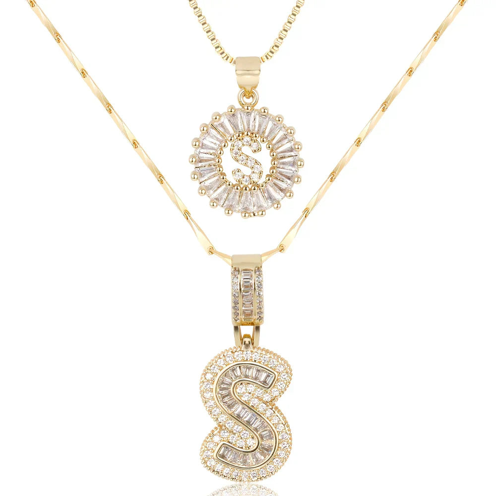 💖2 Pack - Initial Letter Pendant Necklaces