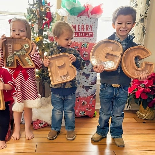 Hucha alfabeto - regalo de madera para niños - COMPRE 2 ENVÍO GRATIS