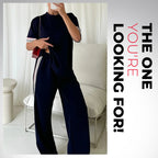 💖Women's Striped T-Shirt & Wide-Leg Joggers Set