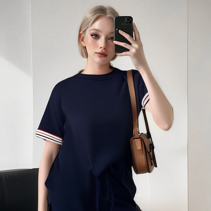 💖Women's Striped T-Shirt & Wide-Leg Joggers Set