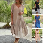 💝Short Sleeve False Two-Piece Asymmetric Dress