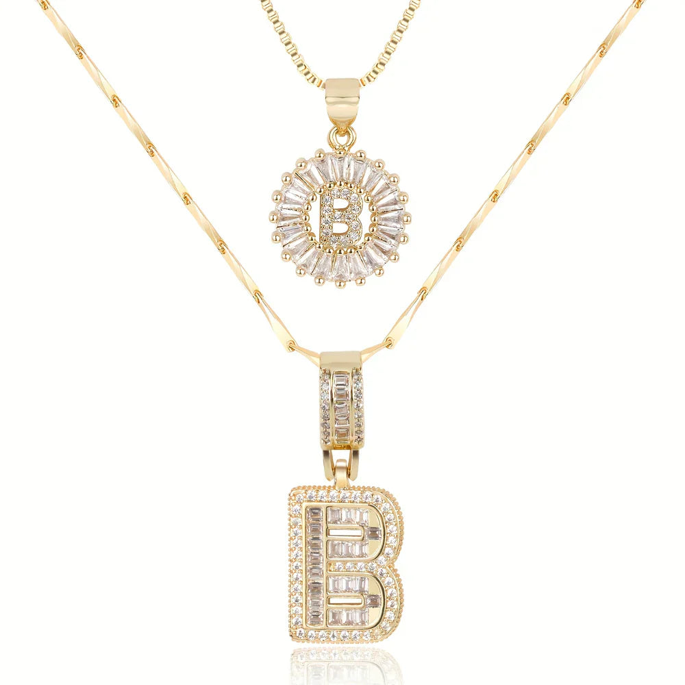 💖2 Pack - Initial Letter Pendant Necklaces