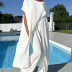 🌷Solid Color Off-Shoulder Top & Pants Set👗