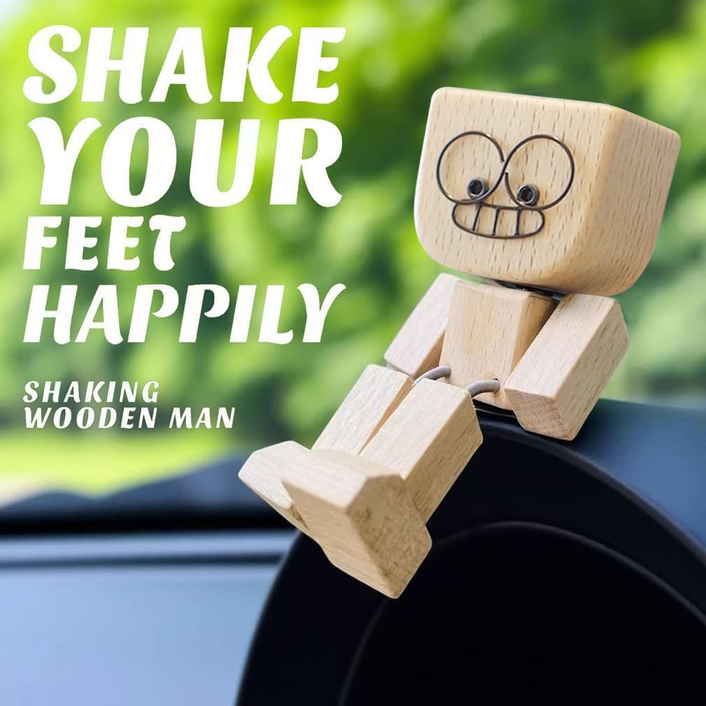 🔥Charming Little Swaying Wooden Figure & 12PCS Magnetic Expressions