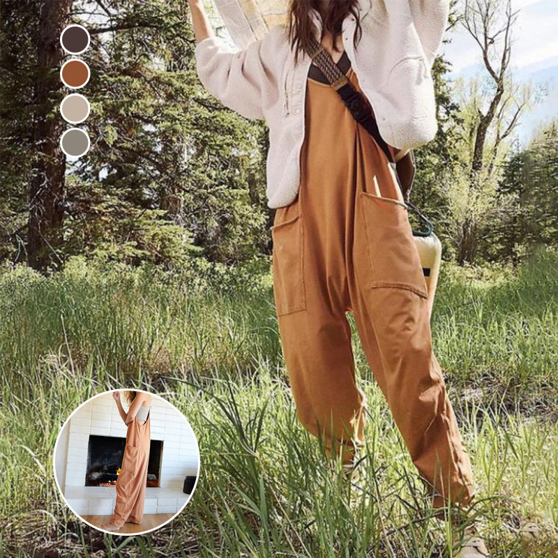 ❤️‍🔥Solid V-Neck Sling Pocket Jumpsuit
