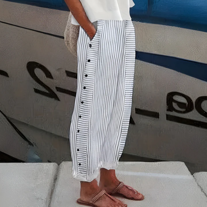 ⏳Time-Limited Special⏰Comfy Blue Striped Side Pocket Pants